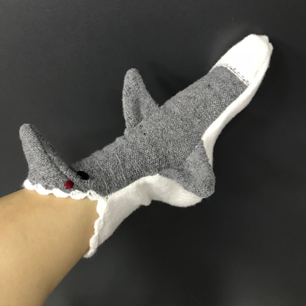 Christmas Knitted Socks Blue Cartoon Room Socks