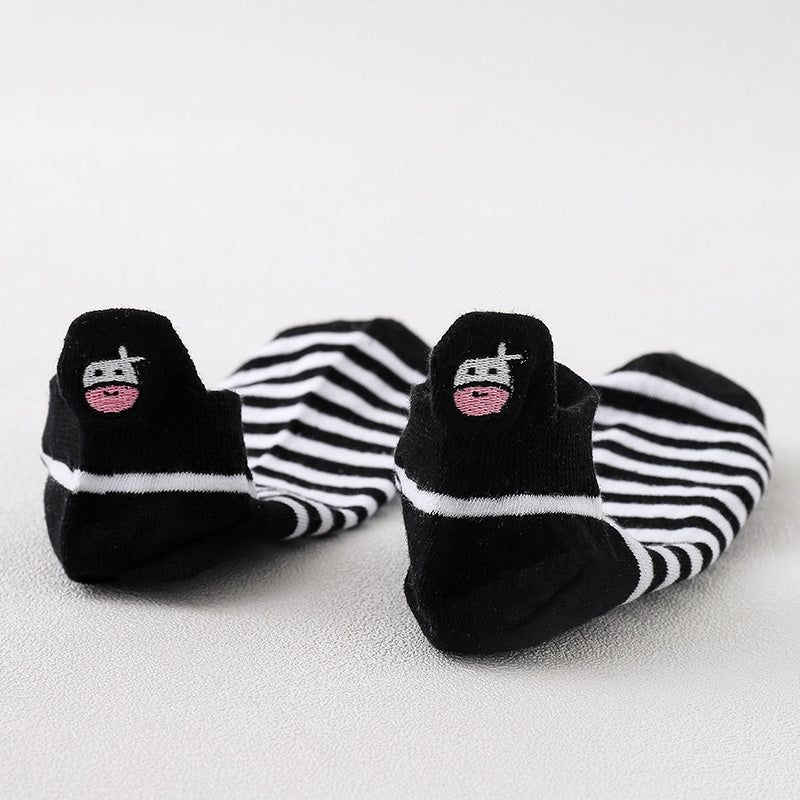 Black And White Striped Cow Socks