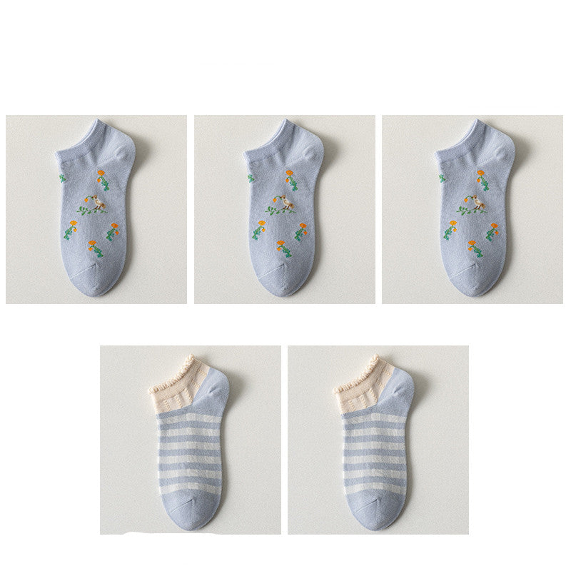 Purple Blue Women's Socks Spring And Summer Shallow Mouth Low Cut Short Socks