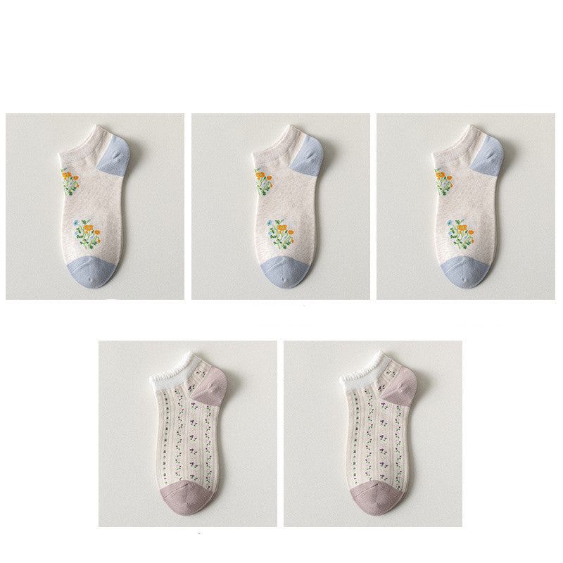 Purple Blue Women's Socks Spring And Summer Shallow Mouth Low Cut Short Socks