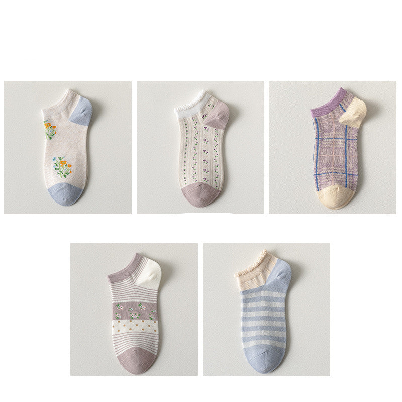 Purple Blue Women's Socks Spring And Summer Shallow Mouth Low Cut Short Socks