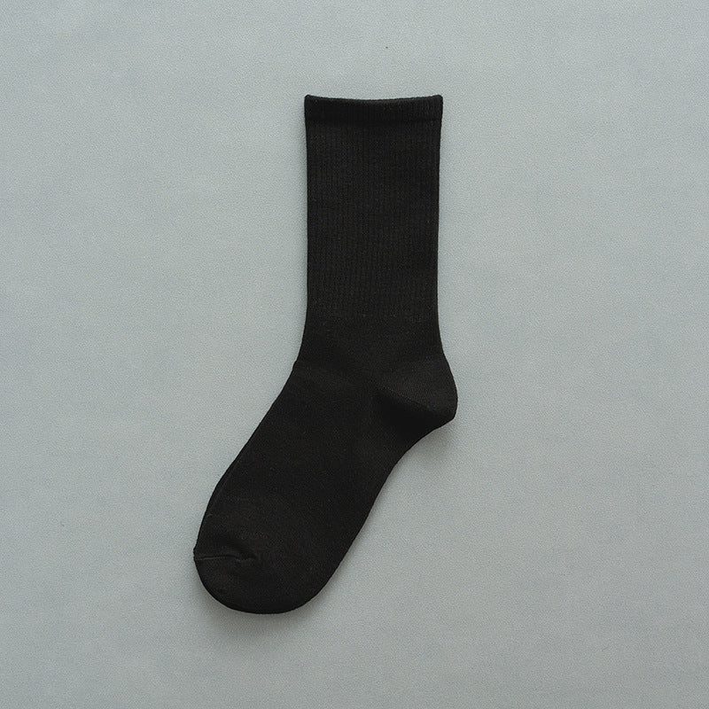 Black And White Solid Color Socks, Women's Tube Socks, Sports Cotton Socks Stockings