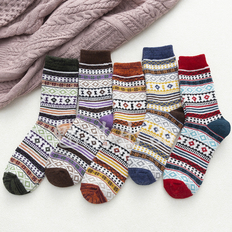 Coarse needle wool socks