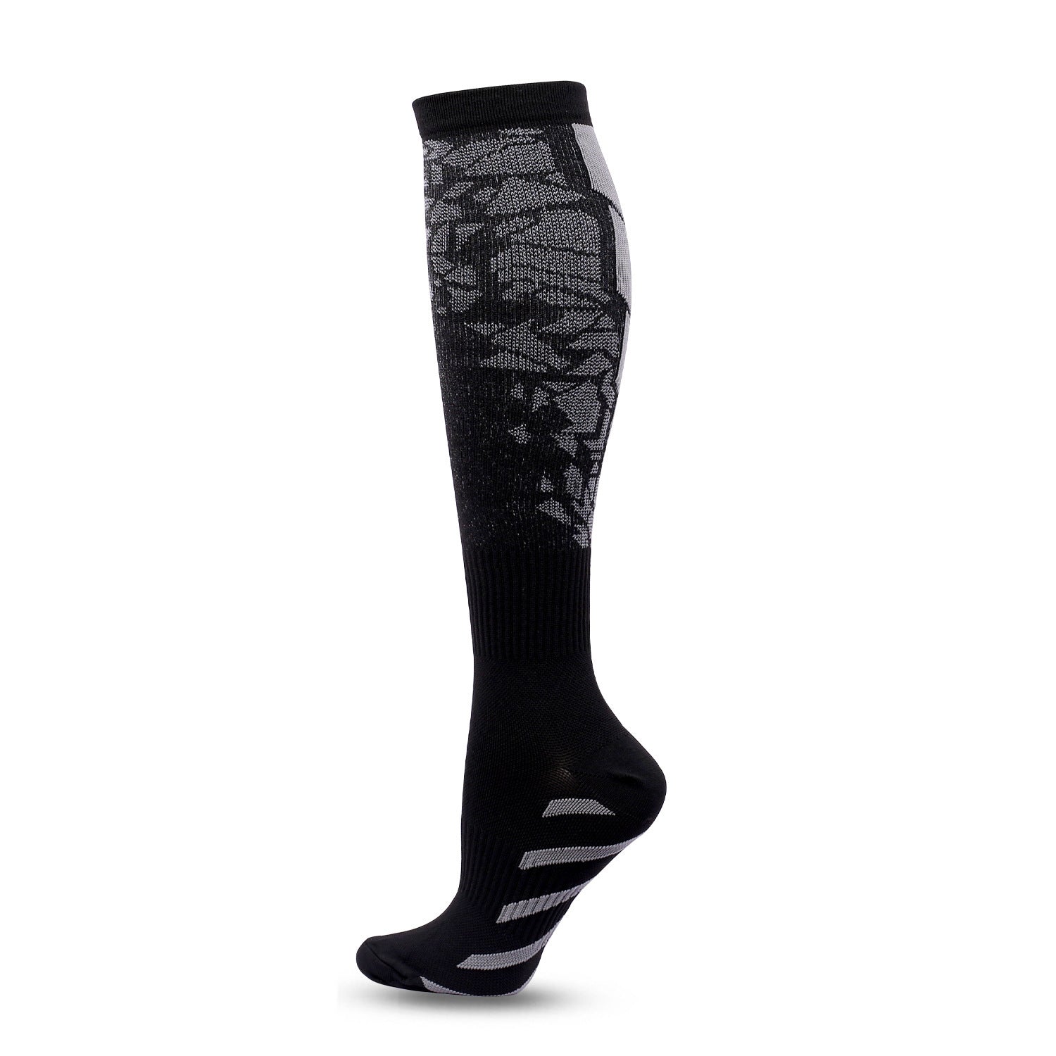Black Heart Pattern Calf Socks Heart Pattern Running Socks