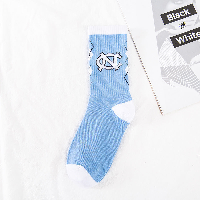 Blue And White Lightning Trend Basketball Socks