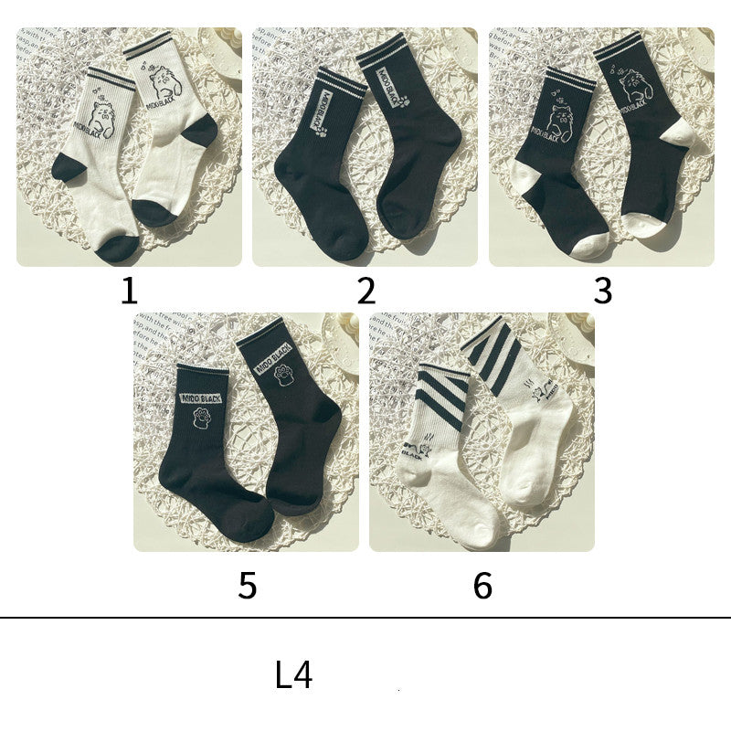 Black And White Socks In Women's Socks Autumn And Winter