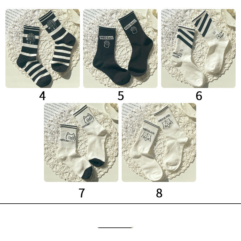 Black And White Socks In Women's Socks Autumn And Winter