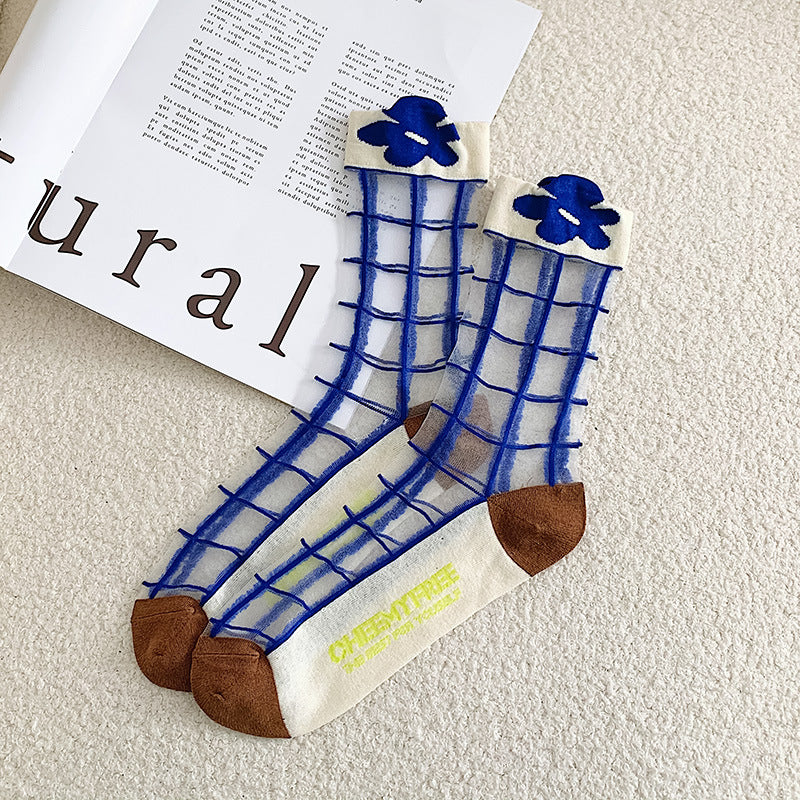 Klein Blue Summer Glass Silk Socks