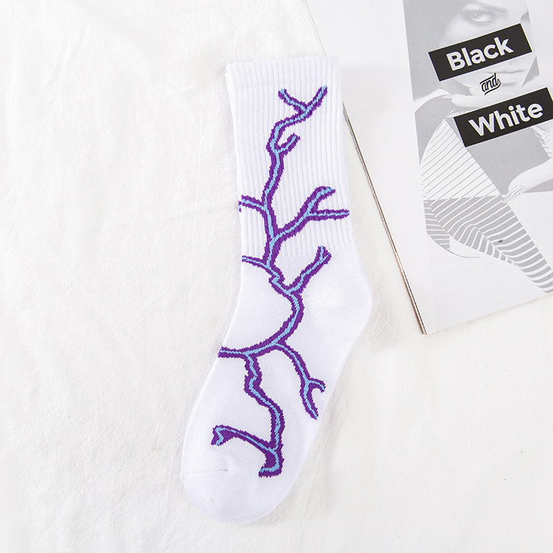 Blue And White Lightning Trend Basketball Socks