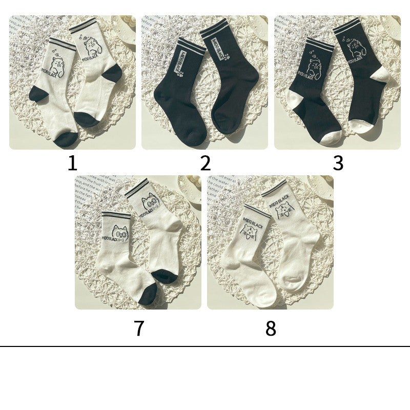 Black And White Socks In Women's Socks Autumn And Winter