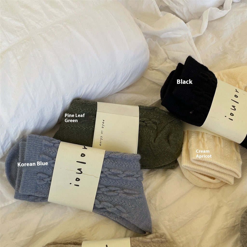 Wool Socks Hemp Pattern Bunching Socks Women