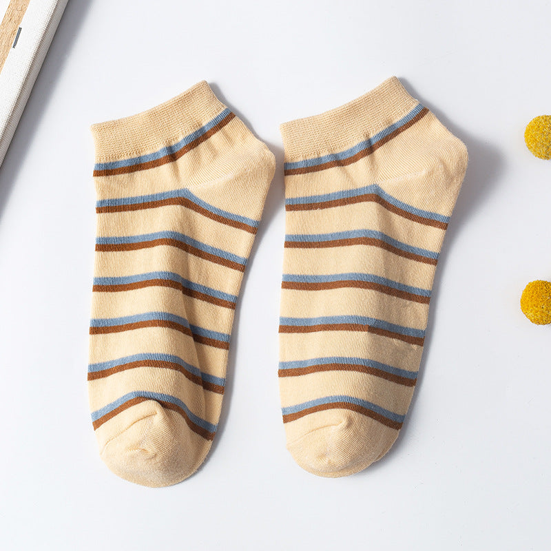 Cute Student Socks Plaid Sweet Blue Boat Socks Cotton College