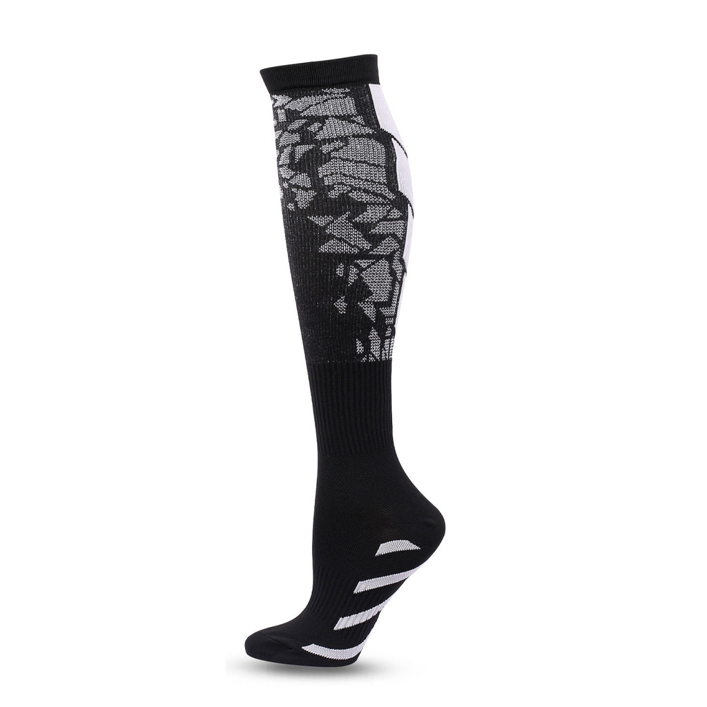 Black Heart Pattern Calf Socks Heart Pattern Running Socks