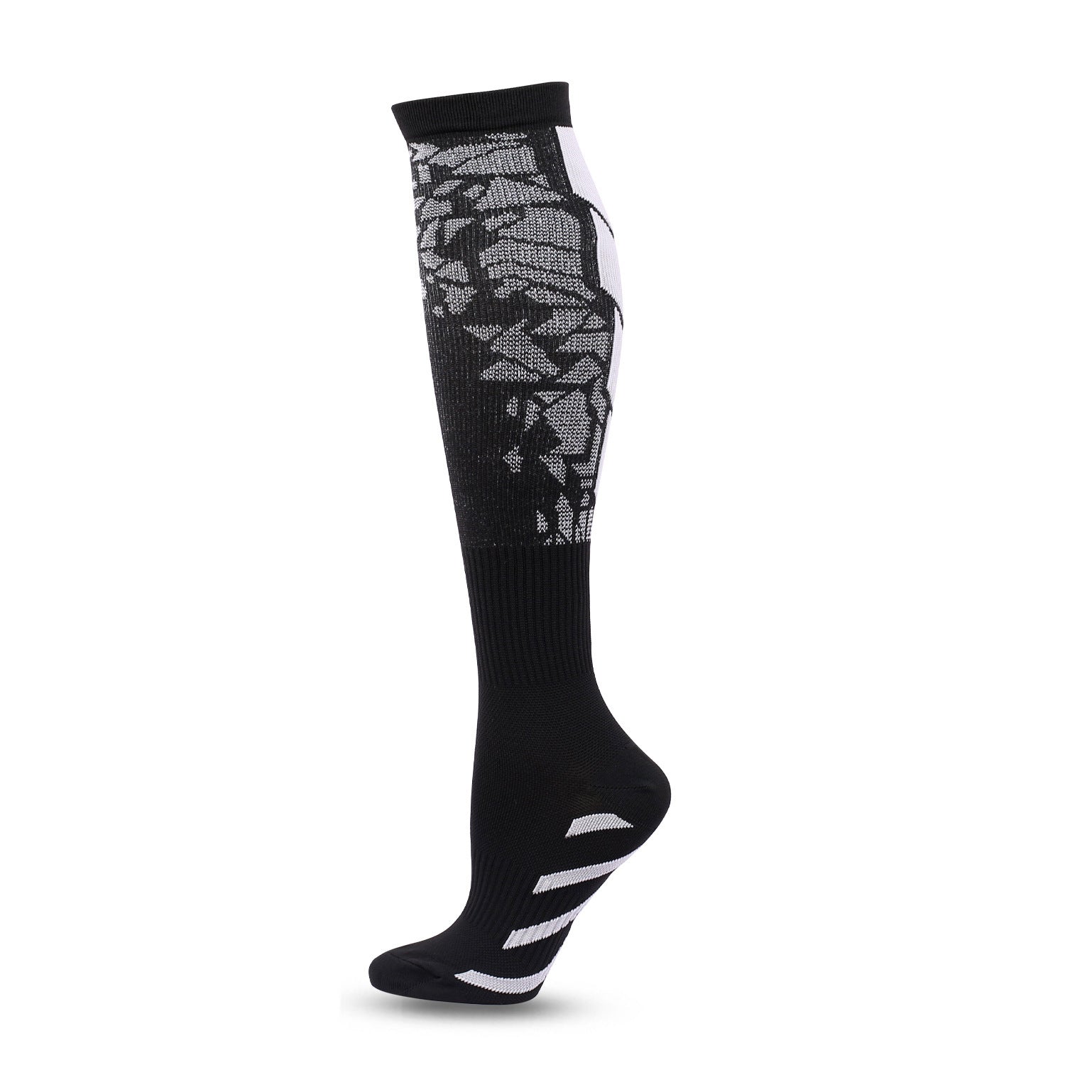Black Heart Pattern Calf Socks Heart Pattern Running Socks