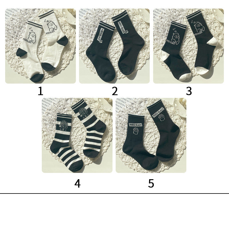 Black And White Socks In Women's Socks Autumn And Winter