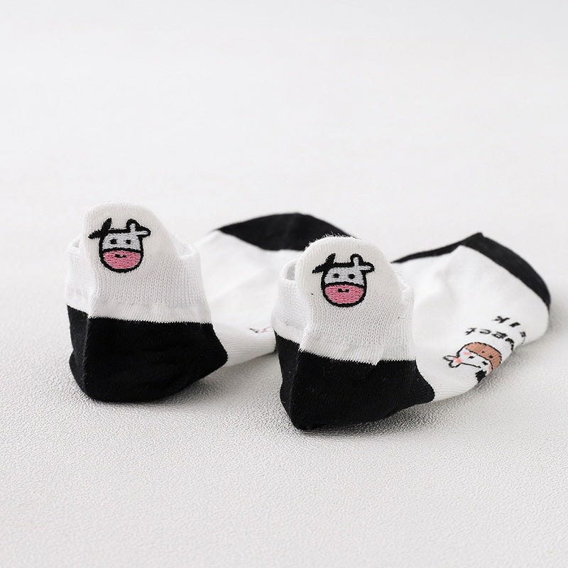 Black And White Striped Cow Socks