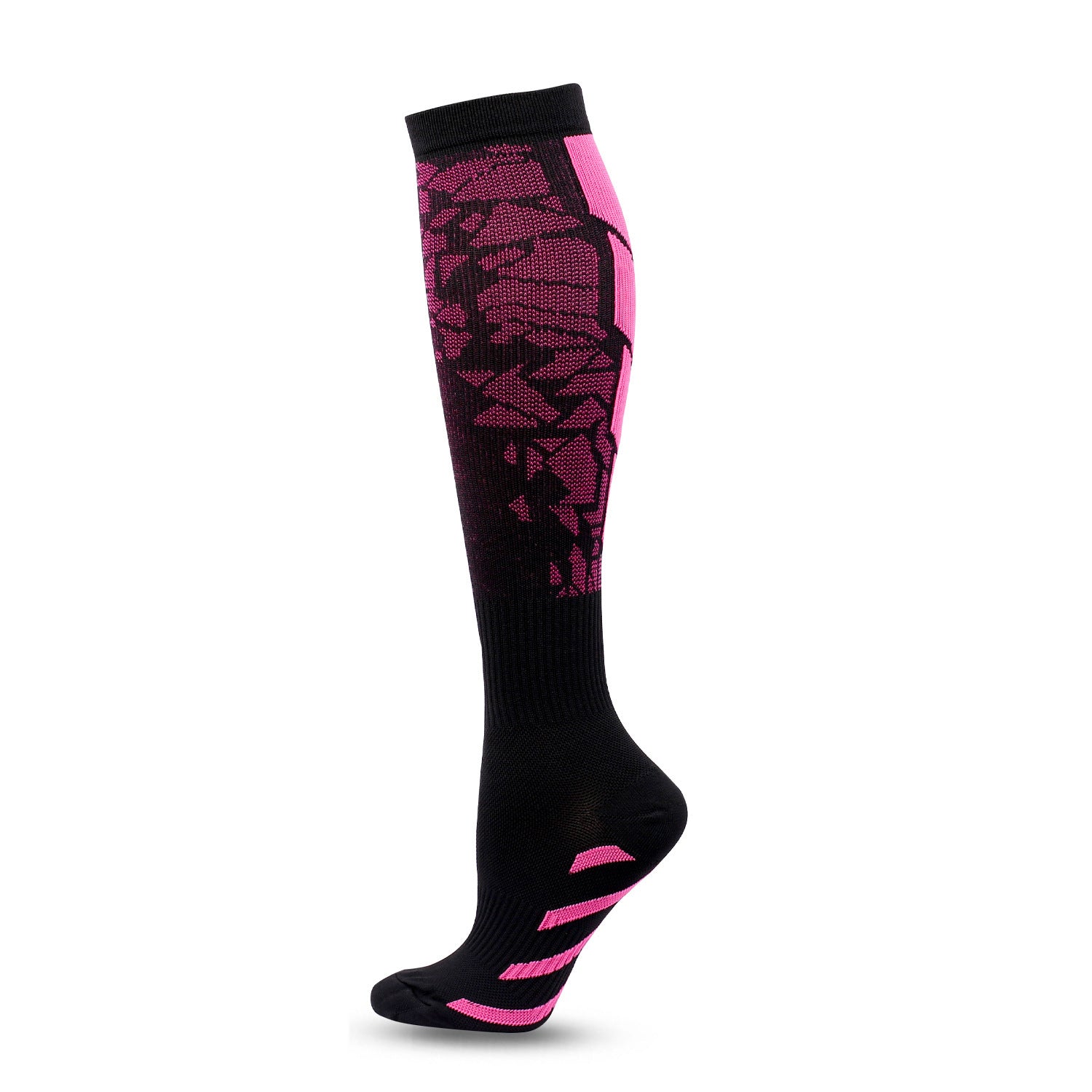 Black Heart Pattern Calf Socks Heart Pattern Running Socks