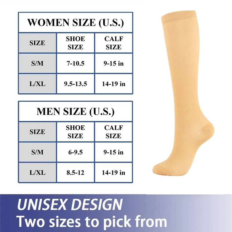Compression Stockings Flying Pregnancy Swelling Sports Socks Men And Women Hiking Running Socks 20-30 MmHg