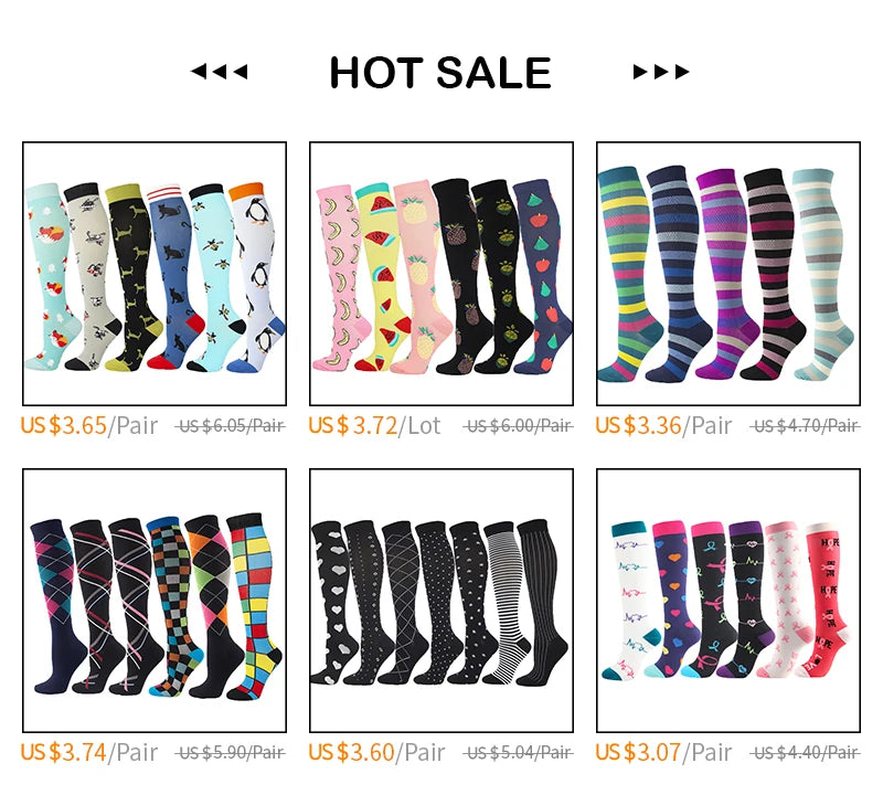 Compression Stockings Flying Pregnancy Swelling Sports Socks Men And Women Hiking Running Socks 20-30 MmHg