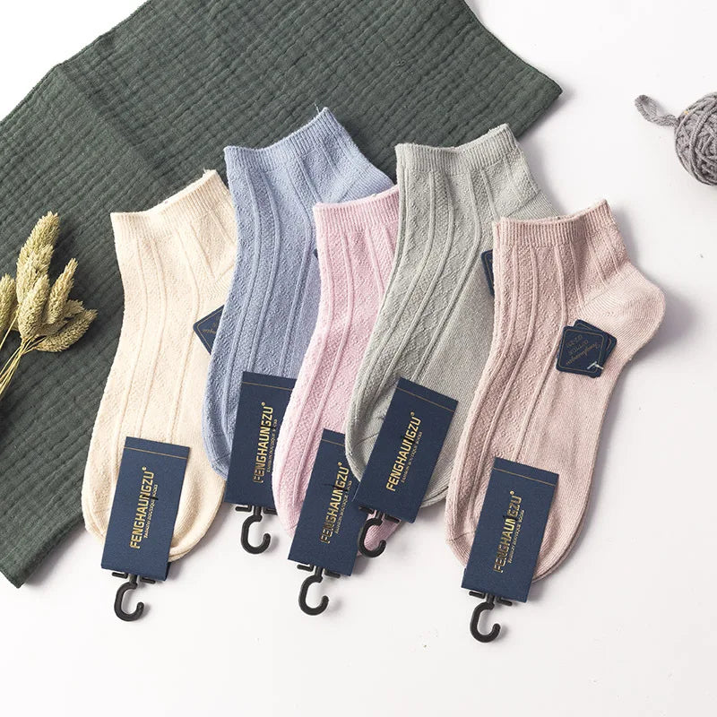 Cotton Women Socks Funny Low Cut Ankle Sock Ladies Socks 1 Set Pack Dropship Girl sox white grey black purple 5 Pairs 1 Lot Soks