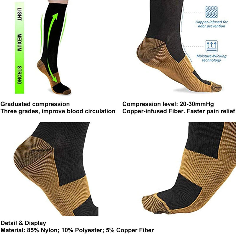 Compression Stockings Flying Pregnancy Swelling Sports Socks Men And Women Hiking Running Socks 20-30 MmHg