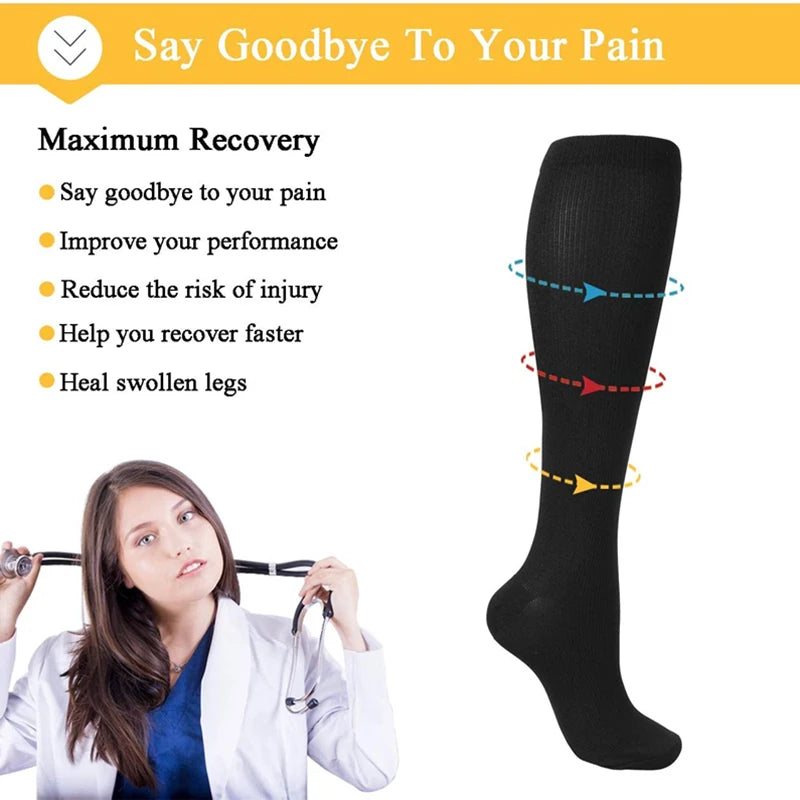 Compression Stockings Flying Pregnancy Swelling Sports Socks Men And Women Hiking Running Socks 20-30 MmHg