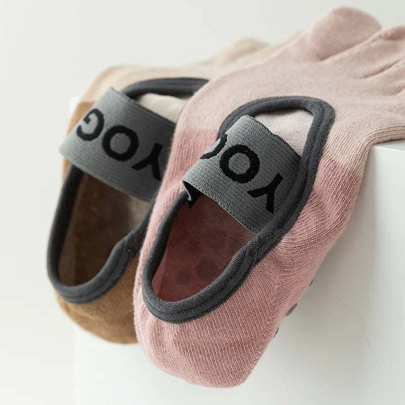 Cotton Yoga Socks For Women Professional Anti-Slip Sole Silicone Five Finger Sport Socks Bandage Sports Girls Ballet Dance Socks
