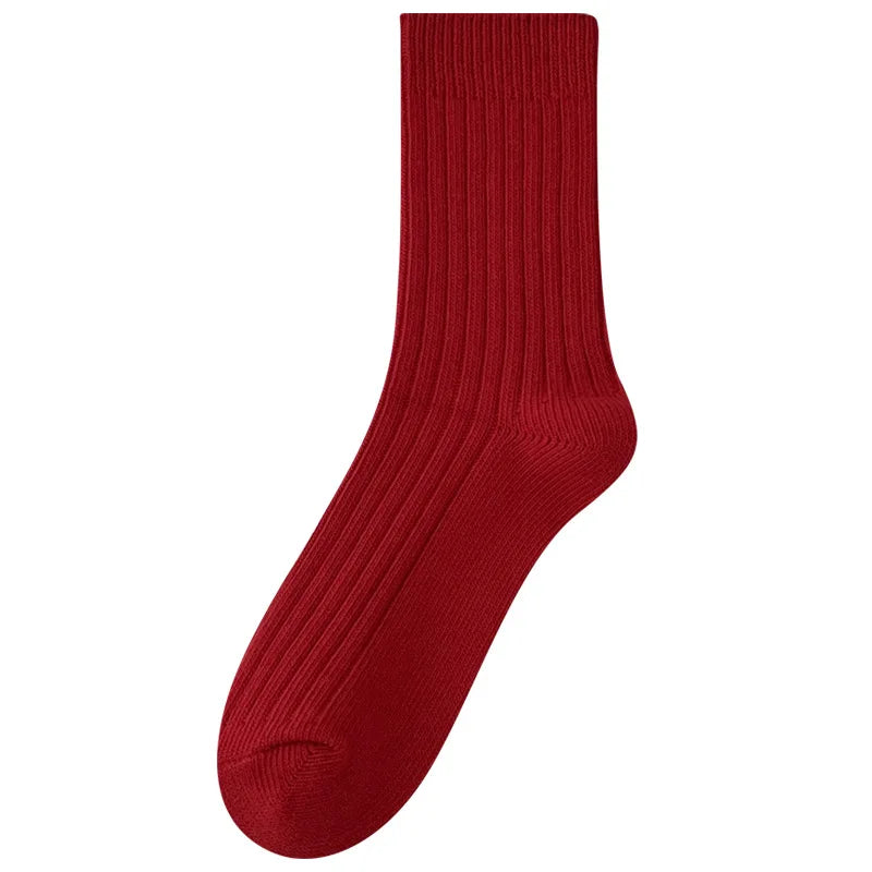 Women's Socks Breathable Christmas New Year Red Socks For Girls Fashion Striped Casual Autumn Winter Socks Warm Comfortable Soft