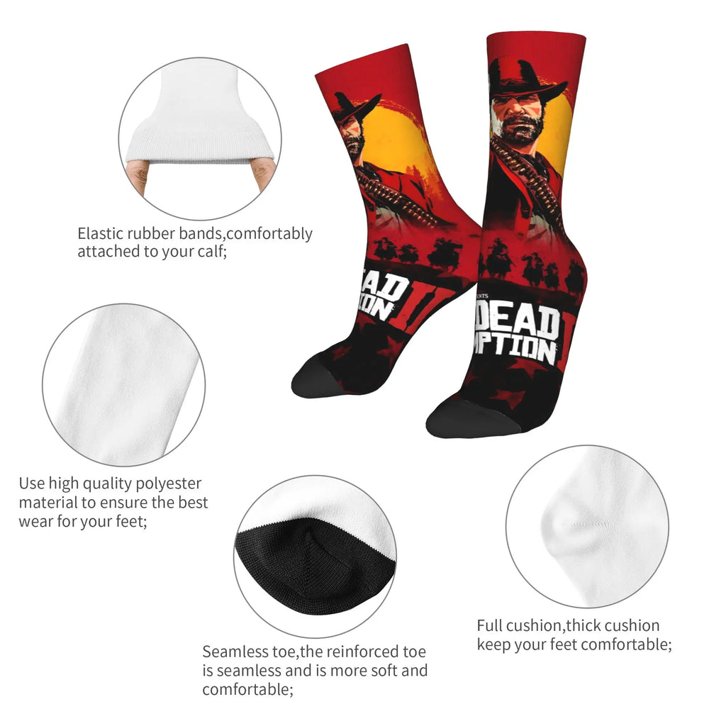 Red Dead Redemption 2  Stockings  Casual Socks Women Men Comfortable Socks Autumn Outdoor Sports Custom Anti Sweat Socks