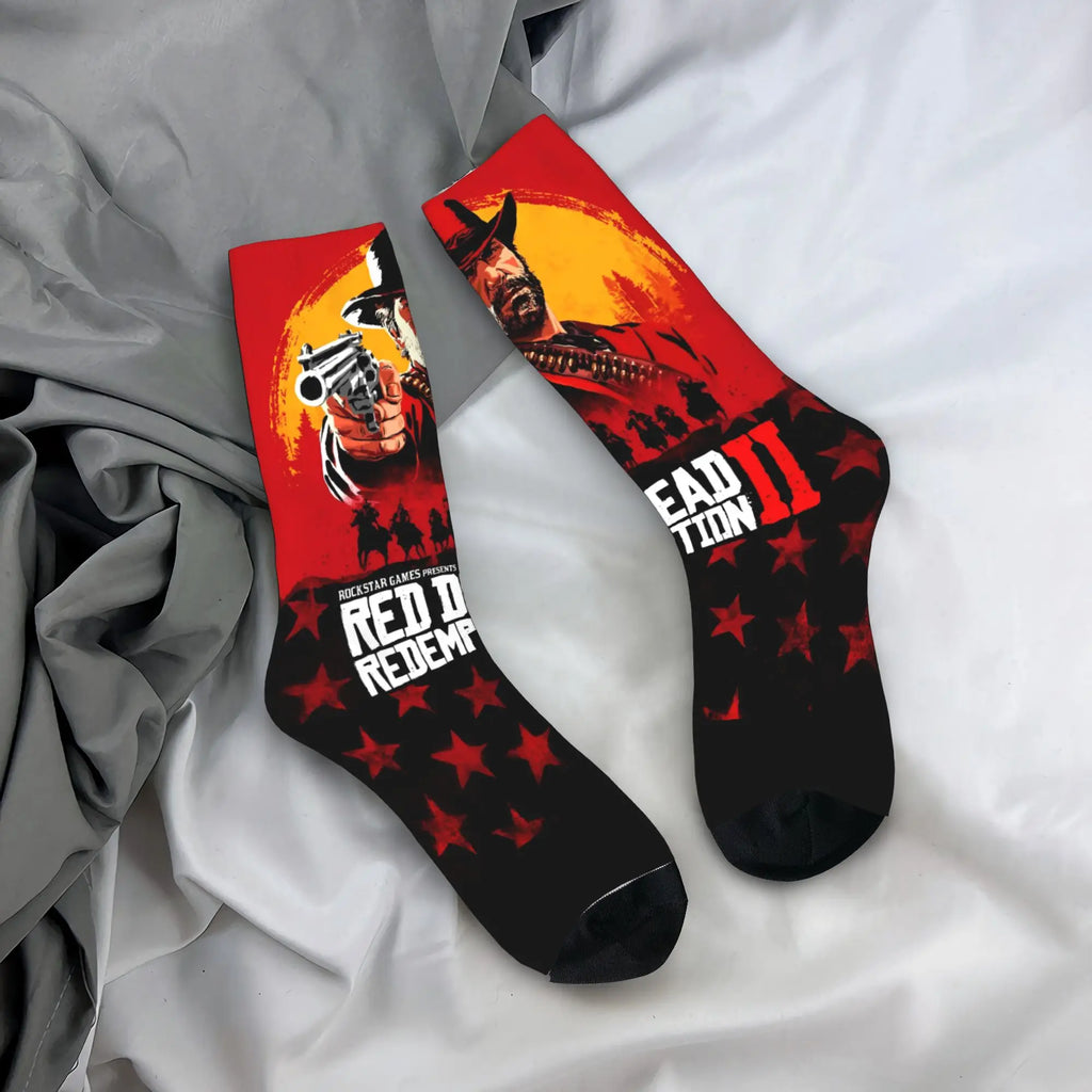 Red Dead Redemption 2  Stockings  Casual Socks Women Men Comfortable Socks Autumn Outdoor Sports Custom Anti Sweat Socks