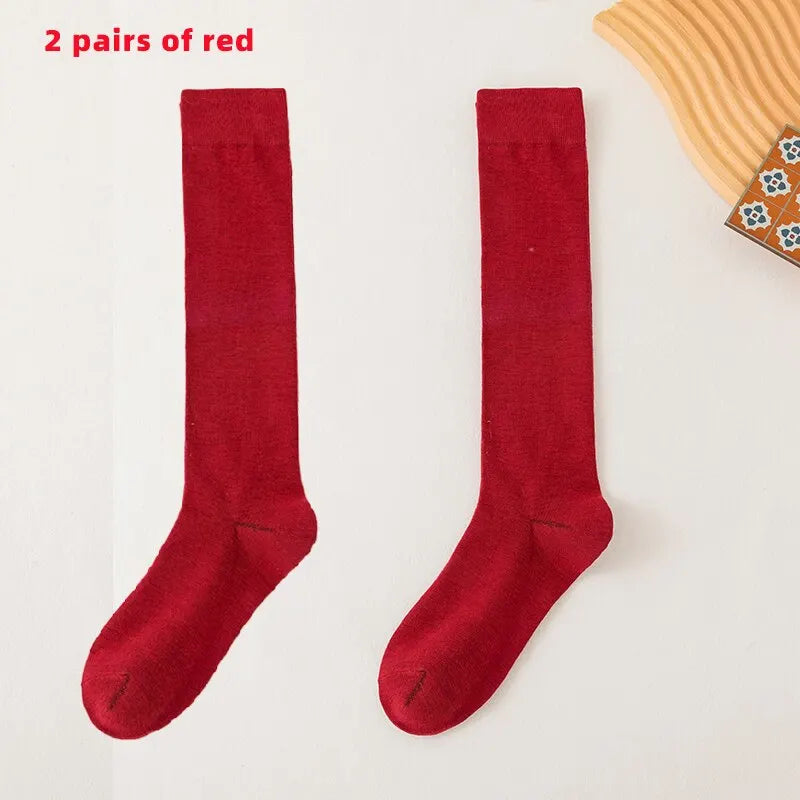 2 Pairs of Sports Compression Socks with Solid Color Patterns for Calf Pressure Running and Slimming Cycles