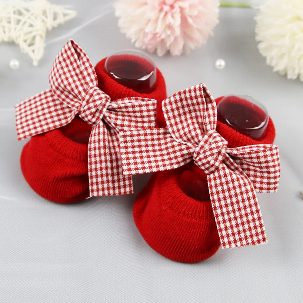 Baby Socks Newborn Cute Girl Princess Socks Bow Boat Red Socks Toddler Cotton Floor Socks Infant Items Baby Accessories Clothes