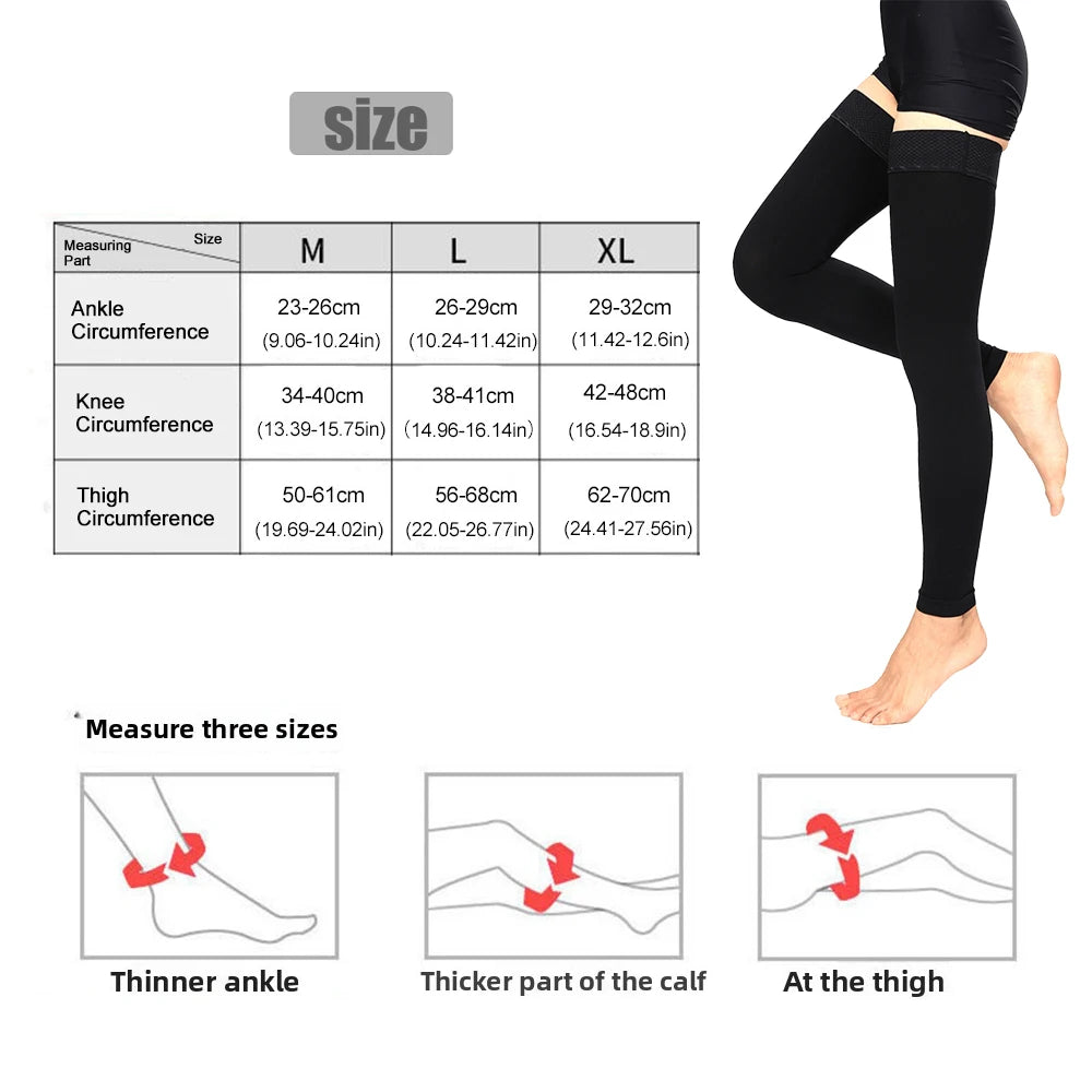 1Pairs 23-32mmHg Thigh High Compression Stockings, Thigh High Compression Socks for Women, Medical Compression Stockings for Swe