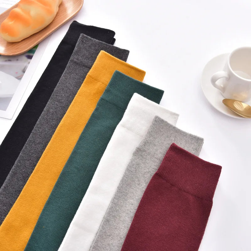 Cotton Spring Autumn Women Knee High Soild Color Socks Ladies Girl School Party Street Dancing Winter Knee Warm Sock For Women