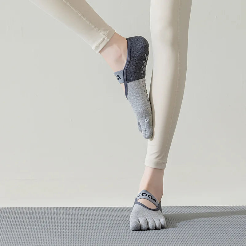 Cotton Yoga Socks For Women Professional Anti-Slip Sole Silicone Five Finger Sport Socks Bandage Sports Girls Ballet Dance Socks