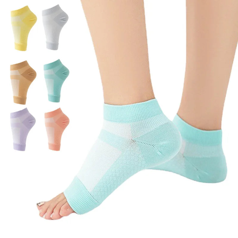 1Pair Foot Swelling Comfortable Ankle Brace Socks Soft Non-slip Compression Socks Protection Breathable Arch Support Yoga Socks