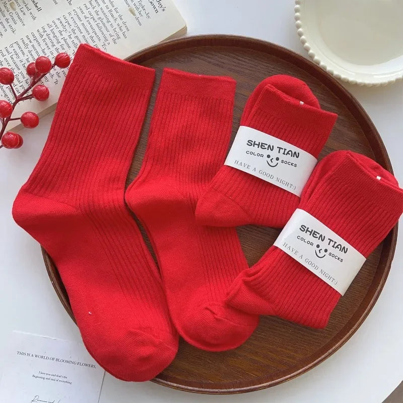 2026 Zodiac Year Red Socks for Men and Women Big Red Midsole Pure Cotton Horse Year Lucky Socks New Year Wear Sock Gifts