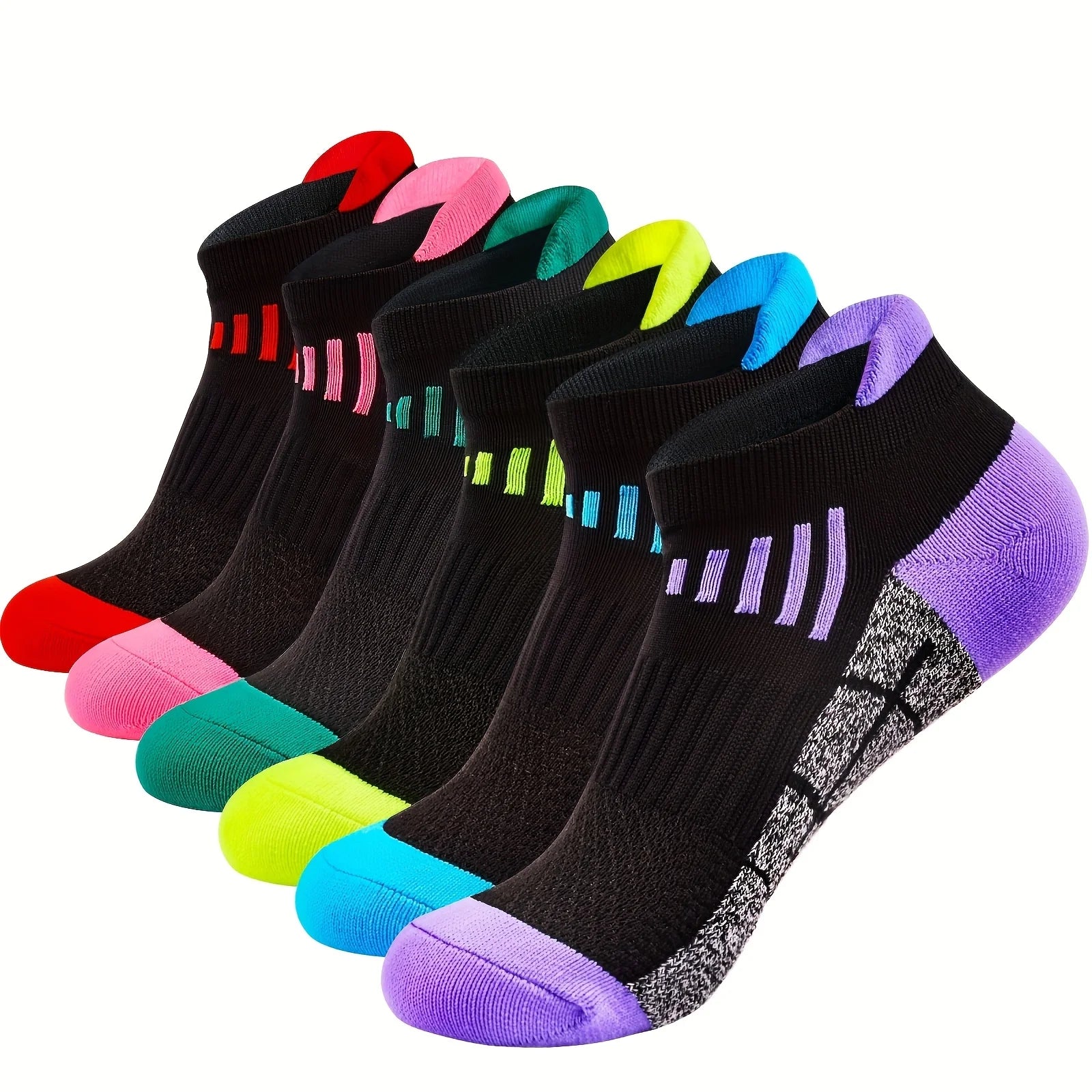 6 pairs of women's compression sports socks, made of breathable and moisture absorbing fabric, suitable for running and cycling