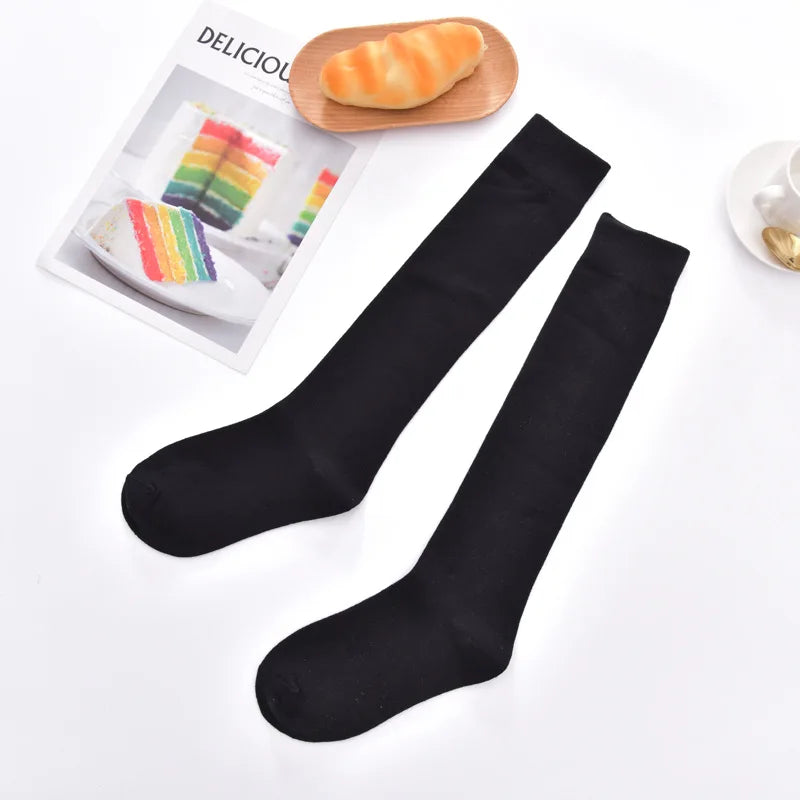 Cotton Spring Autumn Women Knee High Soild Color Socks Ladies Girl School Party Street Dancing Winter Knee Warm Sock For Women