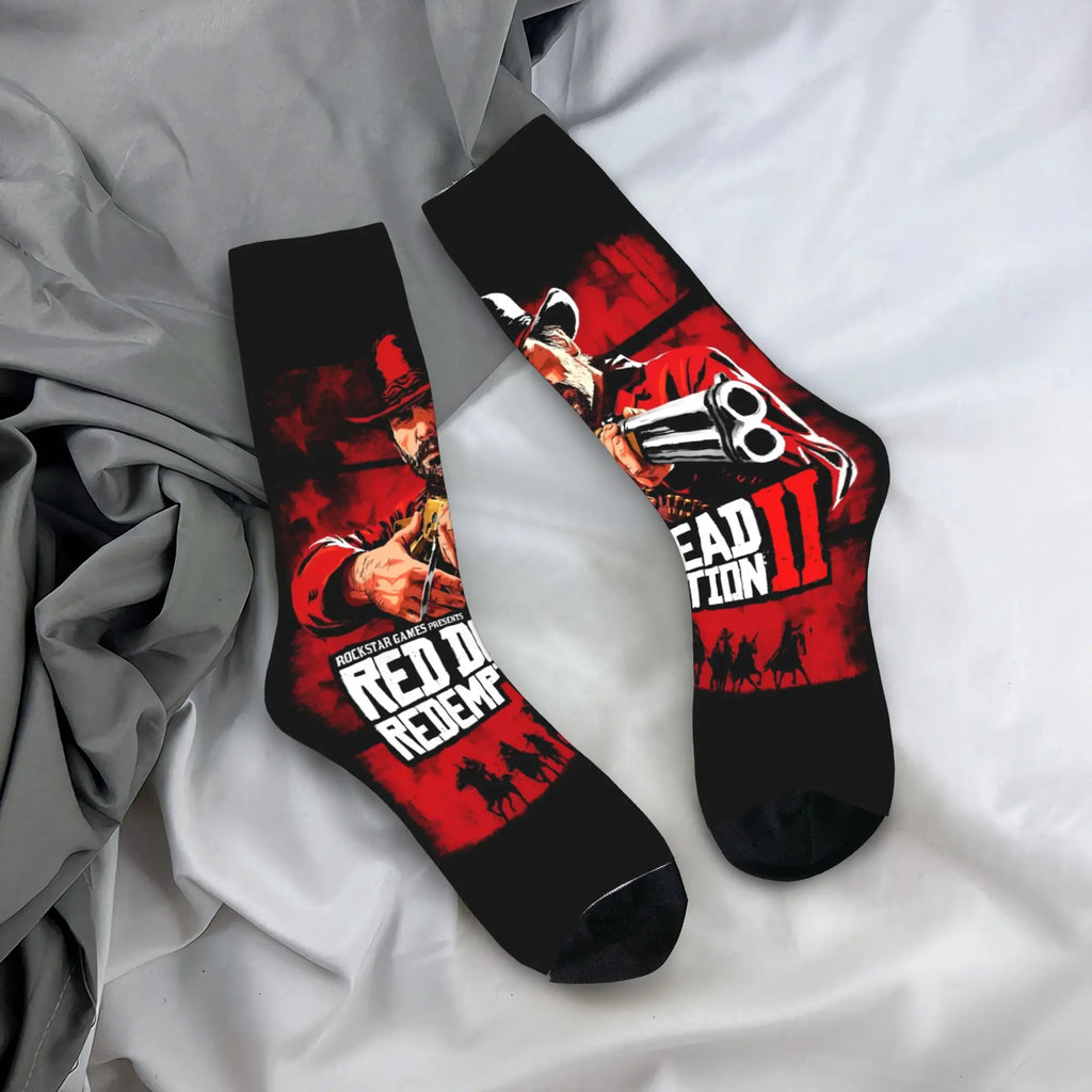Red Dead Redemption 2  Stockings  Casual Socks Women Men Comfortable Socks Autumn Outdoor Sports Custom Anti Sweat Socks