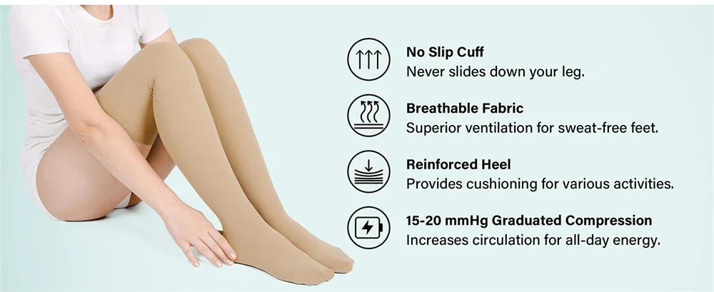 1 Pair Sports Thigh High Compression Socks for Women and Men Circulation Over The Knee-Best Support for Running, Cycling, Travel