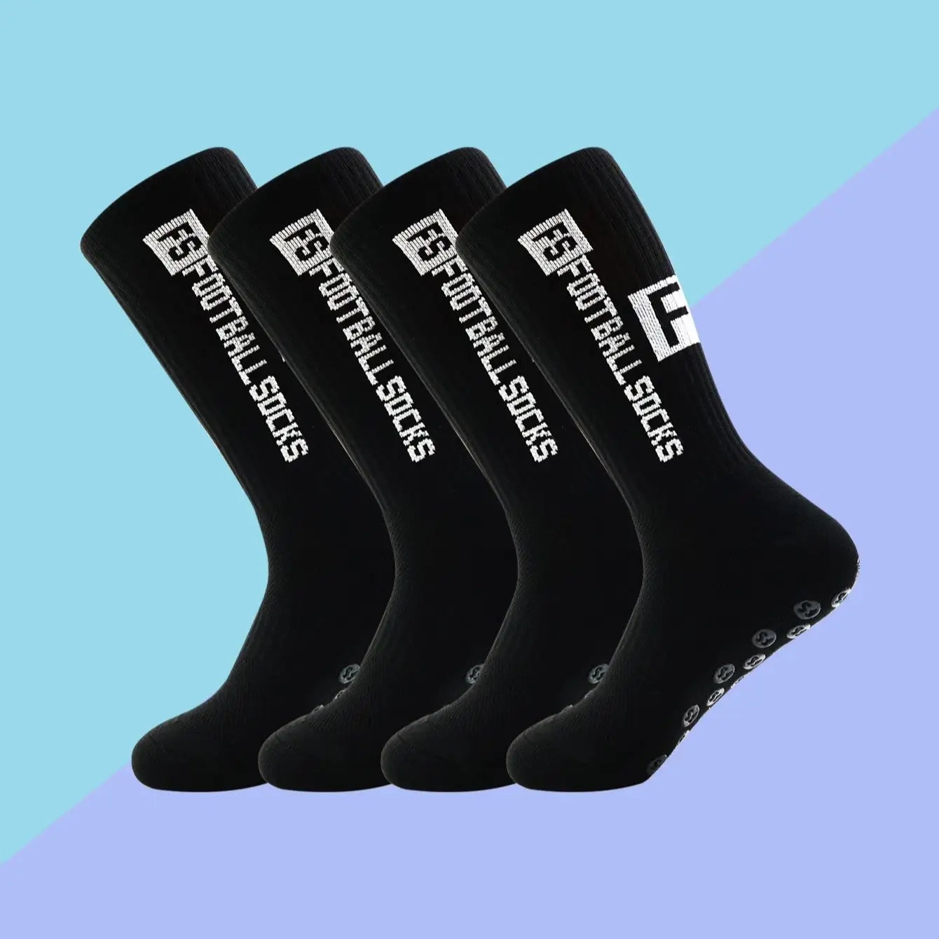 4 Pairs Men's Soccer Socks with Grip Non Slip Anti Slip Athletic Socks with Cushion Pads for Football Basketball Hockey
