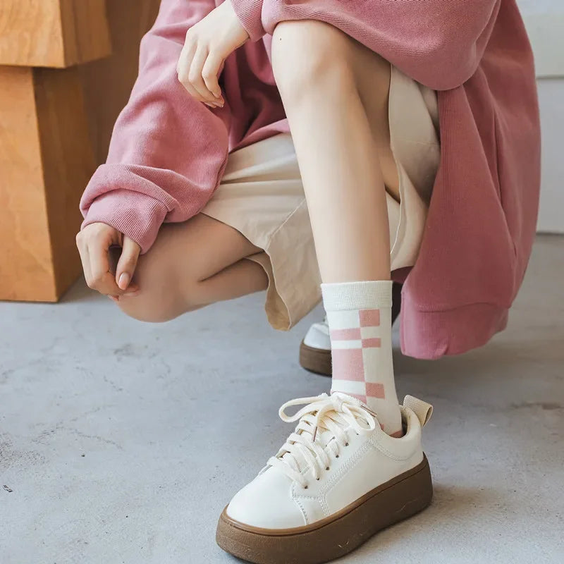 Cotton Boot Socks Women Women Autumn And Winter Five Finger Socks Pure Cotton Toe Socks Print Winter Warm Socks Christmas Gift