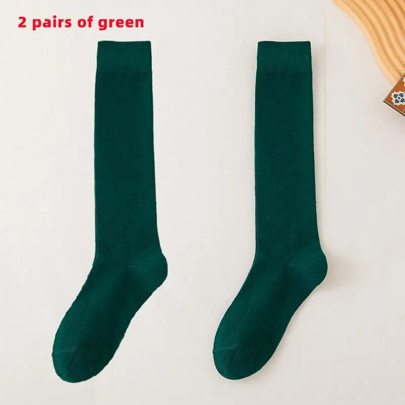 2 Pairs of Sports Compression Socks with Solid Color Patterns for Calf Pressure Running and Slimming Cycles