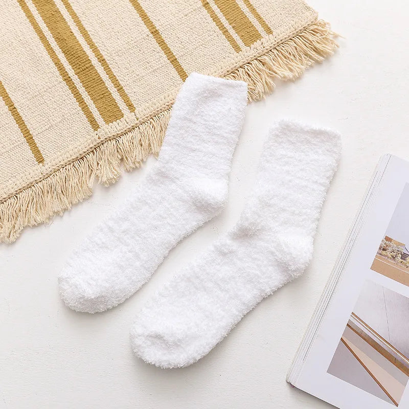 Men Winter Warm Fuzzy Socks Male Home Floor Sleeping Socks Solid Colors Fleece Soft Coral Velvet Thermal Fluffy Socks Men's Gift