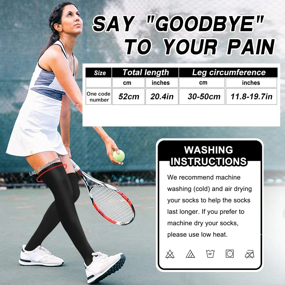 1 Pair Sports Thigh High Compression Socks for Women and Men Circulation Over The Knee-Best Support for Running, Cycling, Travel