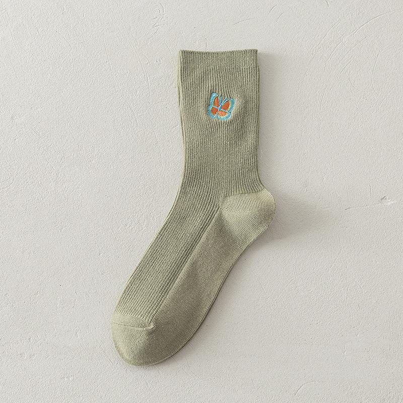 Pink Socks Embroidery Flower Harajuku Retro Vintage Women Socks College Style High School Girls Japanese Kawaii Cute Long Socks