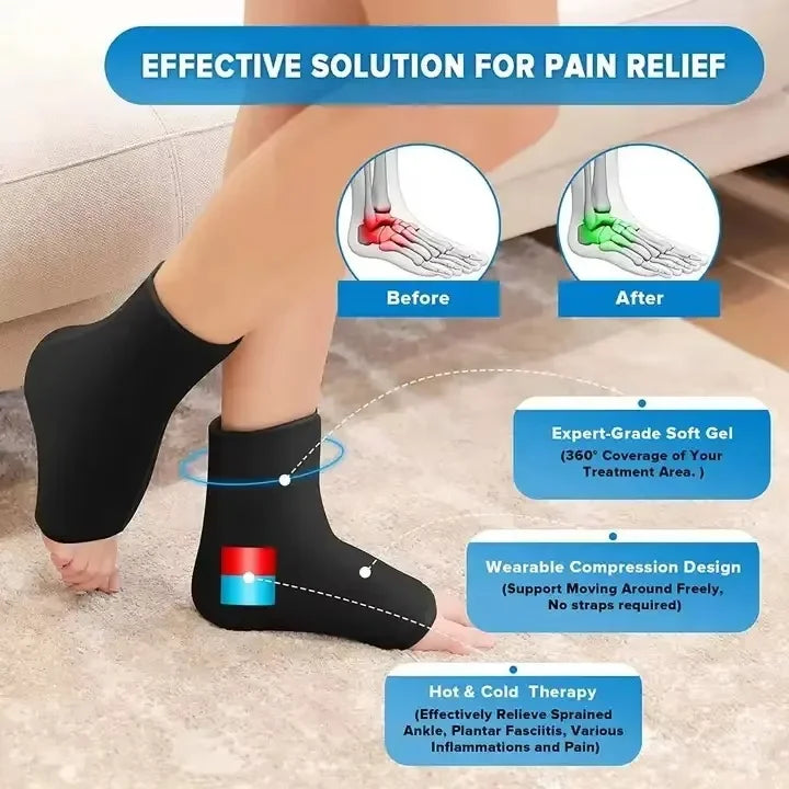 2024 Ankle Ice Pack Wrap for Swelling Reusable Ice Pack for Sprained Ankle Injuries Cold Therapy Sock Compression Sore Feet Heel