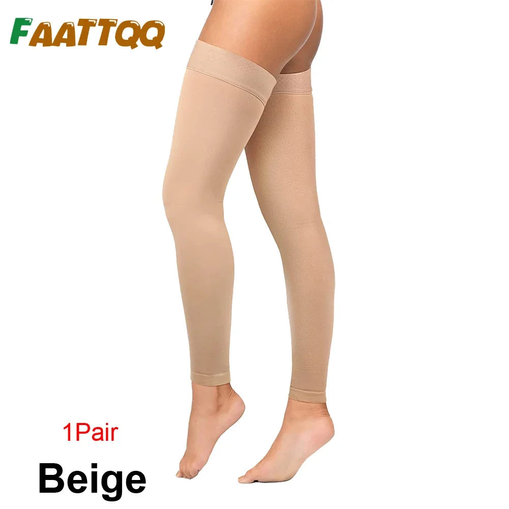 FAATTQQ 1Pair Thigh High Compression Socks for Women & Men, Support 30-40mmHg Compression Stockings for Varicose Veins, Swelling