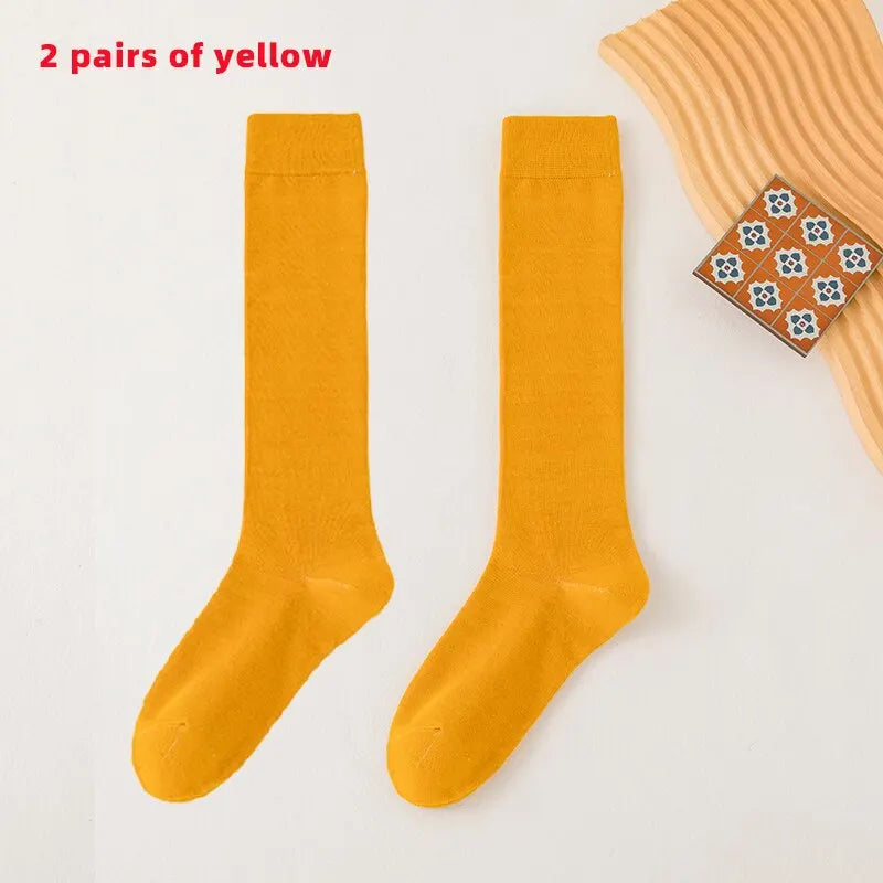 2 Pairs of Sports Compression Socks with Solid Color Patterns for Calf Pressure Running and Slimming Cycles